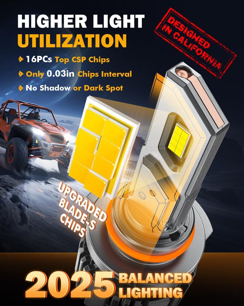 Auxbeam 9005 HB3 ضوء الضباب، سلسلة F15 20000LM 9005 ضوء رياضي للاستخدام في الطرق الوعرة أو ضوء الضباب - عبوة من 2 - Image 3